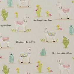 Lama Fabric, Fabric with Lama and Cactuses, Cute Lama Fabric, Cotton Fabric, Animal Print Fabric, Kids Fabric