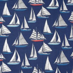 Yachts Fabric, Fabric with Yachts, Nautical Fabric, Maritime Cotton Fabric