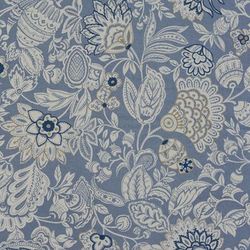 Floral Embroidey Fabric, Fabric with Blooming Flowers, Cotton Floral Fabric, Blue Fabric, Botanical Fabric