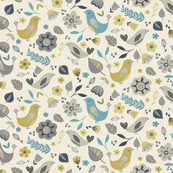 Birds Fabric, Fabric with Birds, Scandi Birds Fabric, Cotton Fabric, Birds Printed Fabric