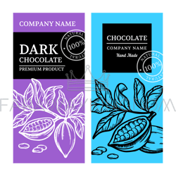 chocolate handmade cocoa design label vector illustration set