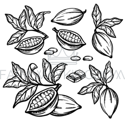 chocolate cocoa monochrome sketch clip art vector illustration set