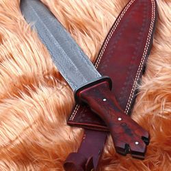 morningstar full tang damascus steel dagger  hand forged collectible ritual knife