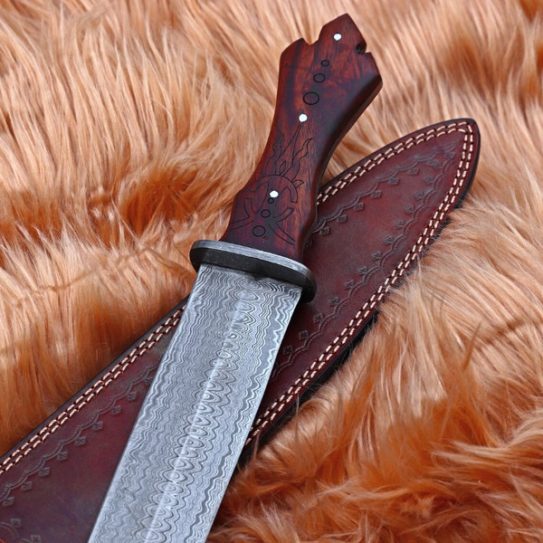 Morningstar Full Tang Damascus Steel Dagger - Hand Forged Collectible Ritual Knife.jpg