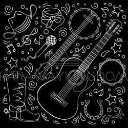 country music cowboy western festival vector illustration set