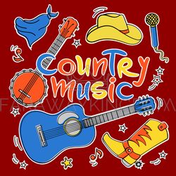 COUNTRY MUSIC CUTS Western Festival Vector Illustration Set