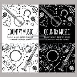 country music flyer western festival vector illustration set