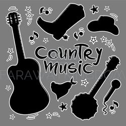 country music symbols western festival vector illustration