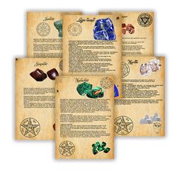 printable pages of crystals and minerals, book of shadows, witchcraft, bos sheets, magic potion, spell ingredient