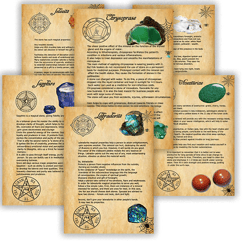 Magic  Crystals and Minerals, Book of Shadows, BOS Sheets, Magic Potion, Spell Ingredient