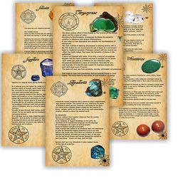 magic crystals and minerals, book of shadows, bos sheets, magic potion, spell ingredient