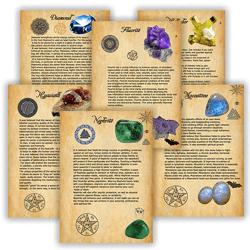 Magic Crystals and Minerals, Book of Shadows, BOS Sheets, Magic Potion, Spell Ingredient.