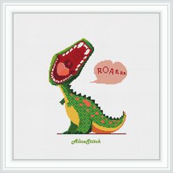 cross stitch pattern little dinosaur tyrannosaurus rex dragon kids jurassic world counted crossstitch patterns pdf