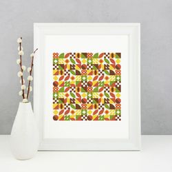 boho autumn colors abstract modern style cross stitch pattern with a detailed pattern for home decor and gift