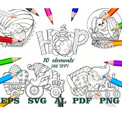 Easter Coloring Pages Bundle for Kids, Easter Printable Activity Sheets, Easter Gnome Coloring, Easter Egg Crafts, Cute