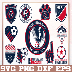 Bundle12 Styles MLS New England Revolution Soccer Team svg, New England Revolution svg, MLS Teams svg, MLS Svg, Png, Dxf