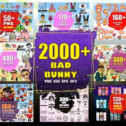 2000 bad bunny png bundle,  bad bunny png, bad bunny svg, cutting image, file cut digital download