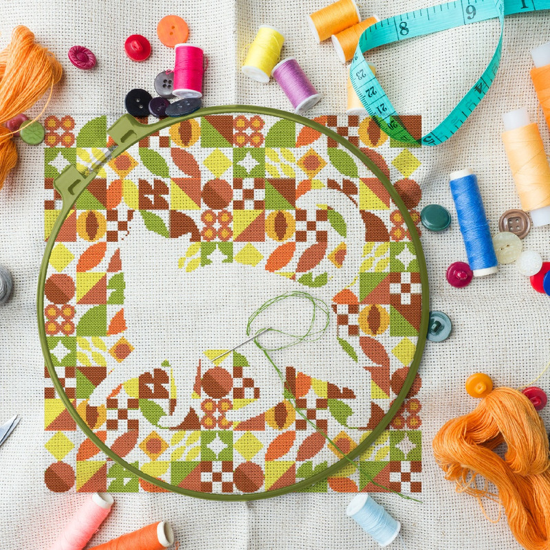 7 Cross stitch pattern walking cat inside boho autumn modern abstract style pattern.jpg