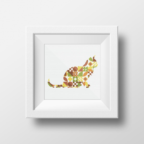 1 Cross stitch pattern sitting cat in boho autumn modern abstract style pattern.jpg