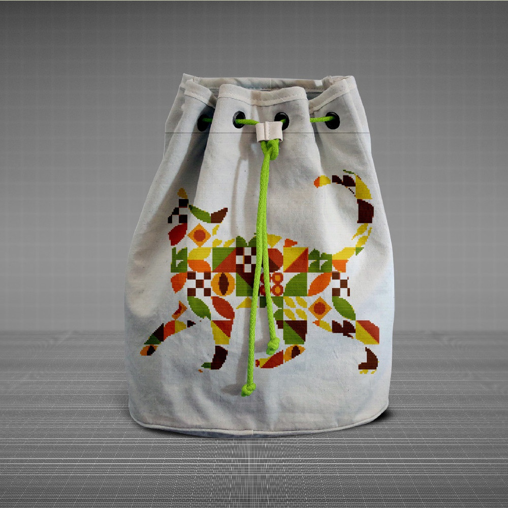 4 Cross stitch pattern walking cat in boho autumn modern abstract style pattern.jpg