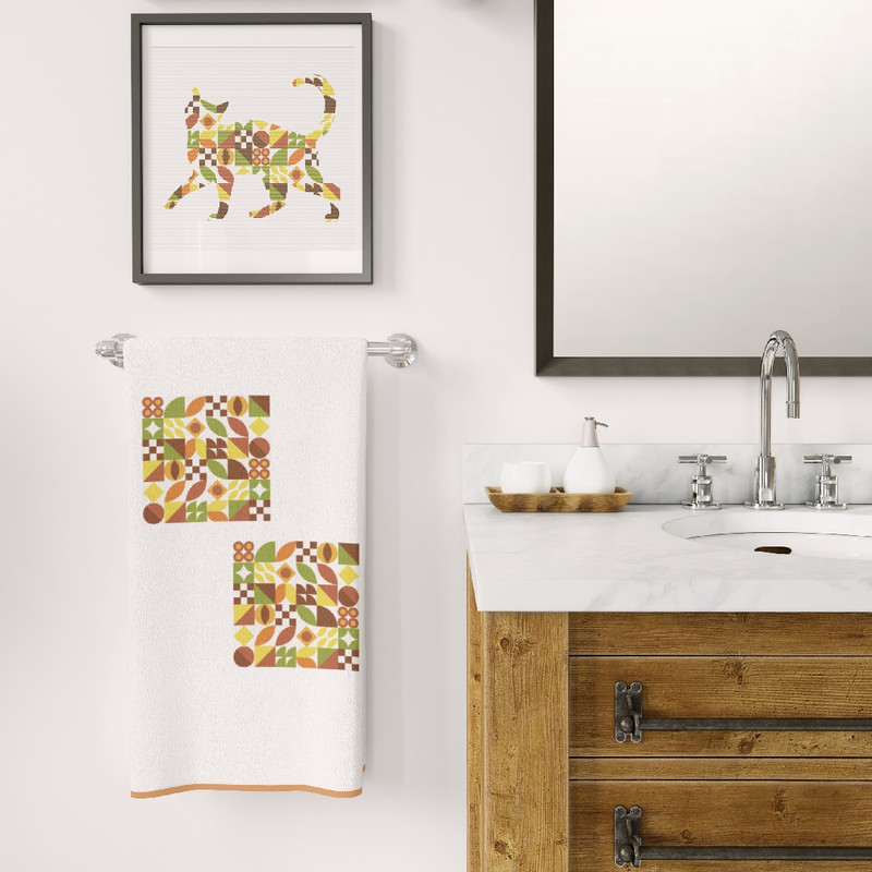 5 Cross stitch pattern walking cat in boho autumn modern abstract style pattern.jpg