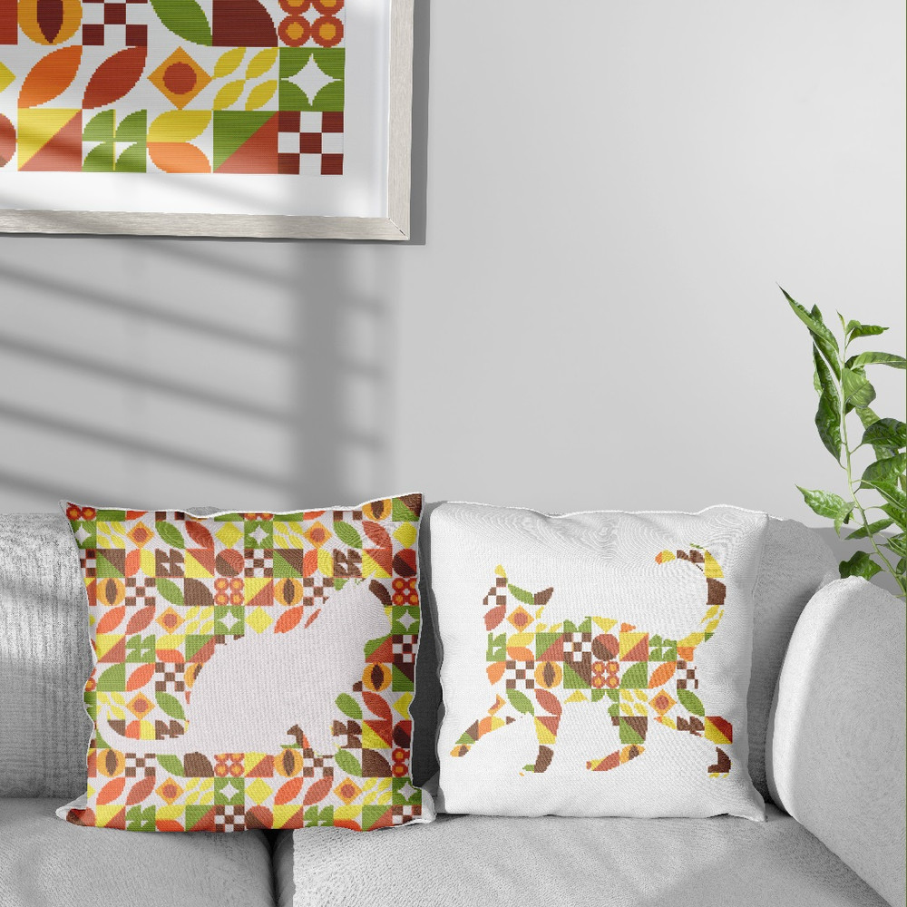 7 Cross stitch pattern walking cat in boho autumn modern abstract style pattern.jpg