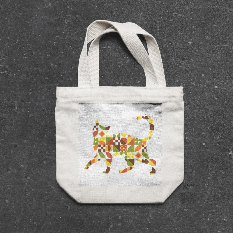 9 Cross stitch pattern walking cat in boho autumn modern abstract style pattern.jpg