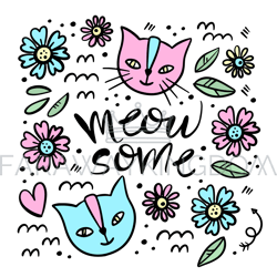 cute cat hand drawn children sketch vector illustration set