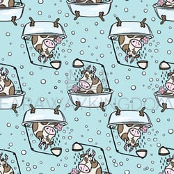 cute cow bathing in the bath flipped over seamless vector