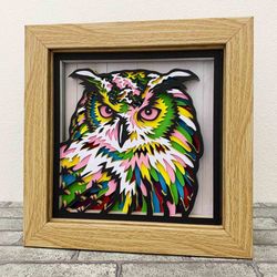 Owl 3D Layered SVG For Cardstock/ Colorful Owl Multilayer SVG/ Animal Pop Art/ Wild Animal Papercraft/ SVG For Cricut