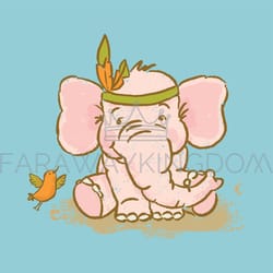 cute elephant cartoon safari animal vector illustration card