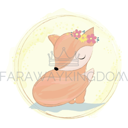 cute fox spring cartoon forest animal vector illustration set