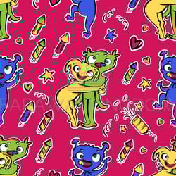 cute monster huggy wuggy hugs abstract cartoon vector print