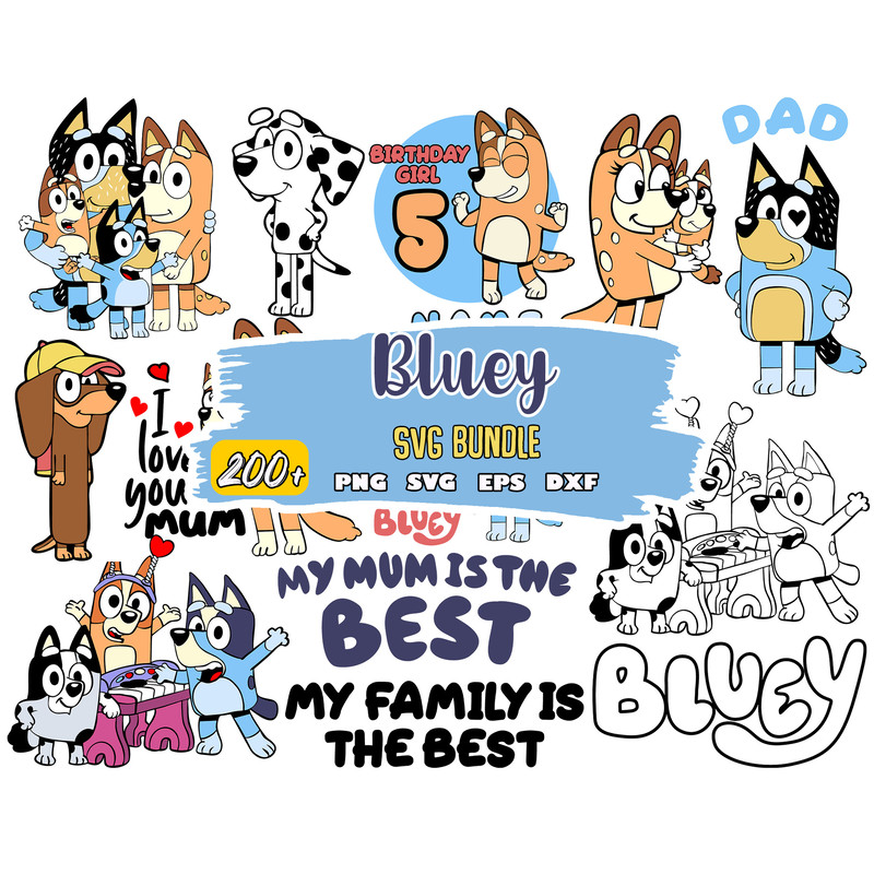 Bluey SVG Bundle, Bluey Cut Files for Cricut, Bluey the Dog Clipart, Bluey PNG, Bluey Layered Svg.jpg