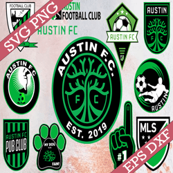 bundle 12 styles mls austin fc soccer team svg, austin fc svg, mls teams svg, mls svg, png, dxf, eps, instant download