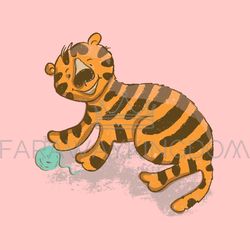 CUTE TIGER Cartoon Jungle Animal Vector Illustration Card