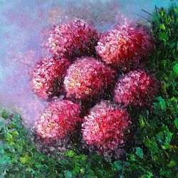 Hydrangea Flowers Painting Oil Abstract Floral Original Art Impasto Artwork