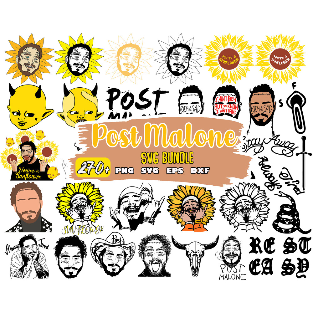 Post Malone Vector Pack, Post Malone SVG, Post Malone Silhouette, Stoney Vectorm, Post Malone.jpg