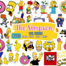 simpsons clip art bundle, simpsons svg cut files for cricut, silhouette, png, dxf, instant download