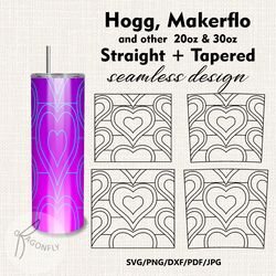bundle Valentines heart Template for Hogg Makerflo and Other 20oz/30oz Straight/Tapered Tumblers Seamless design PNG 160