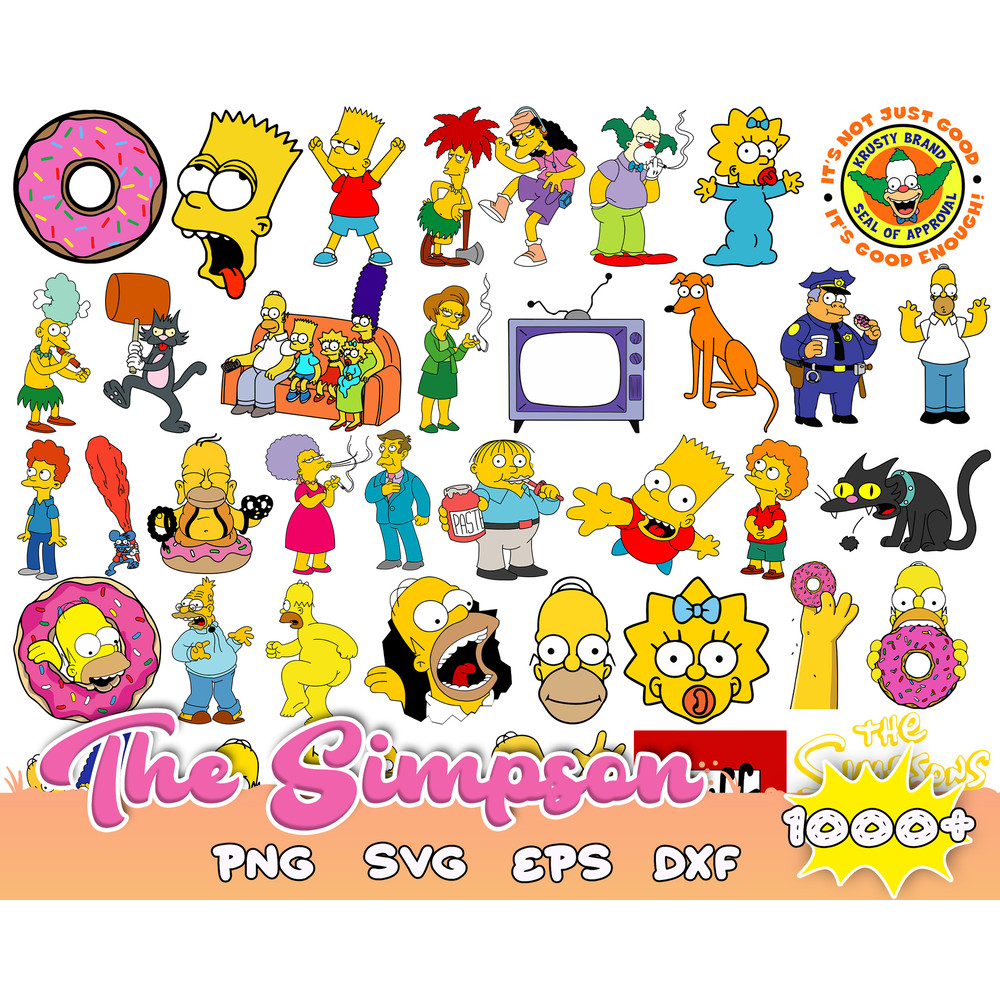 1000 Simpsons Clip Art bundle, Simpsons SVG cut files for Cricut, Silhouette, PNG, DXF, instant download.jpg