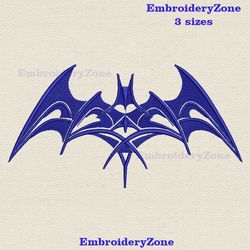 Logo Batman embroidery design, tribal Batman machine embroidery design, bat embroidery, super heroes embroidery, 3 sizes