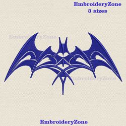 logo batman embroidery design, tribal batman machine embroidery design, bat embroidery, super heroes embroidery, 3 sizes