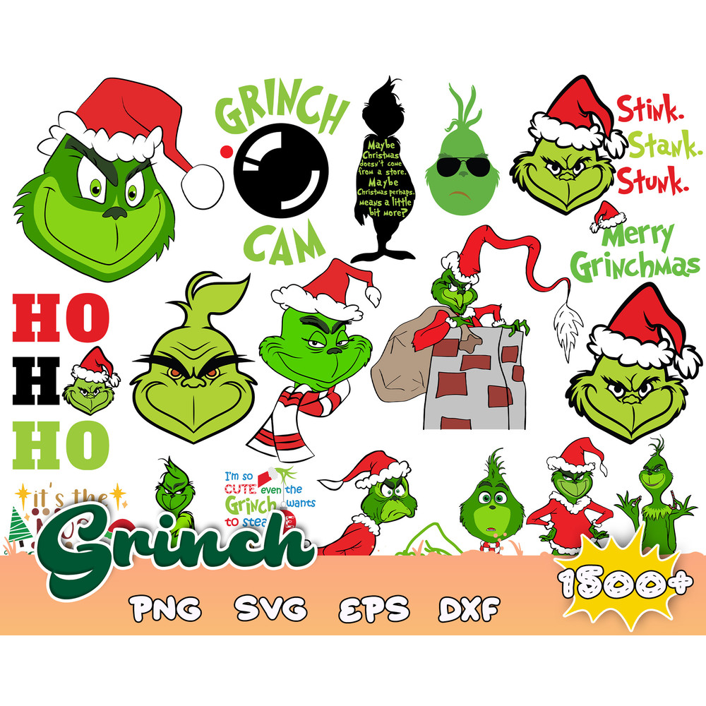 1500 The Grinch Svg Bundle Layered Item, Clipart, Cricut, Digital Vector Cut Files.jpg