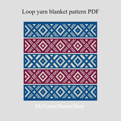 Loop yarn X-Stripes two-colored blanket pattern PDF