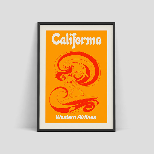 California - Western Airlines vintage travel poster in Art Deco style, 1970.jpg