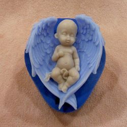 Baby on angel wings silicone mold