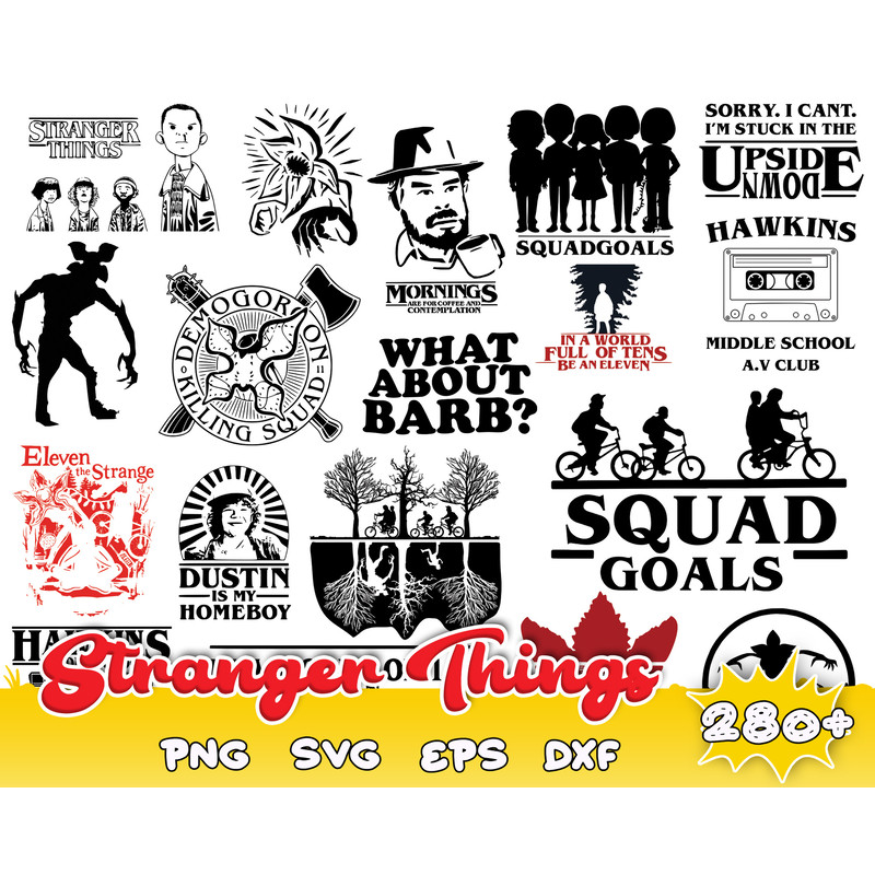 280 Bundle Stranger Things Silhouette SVG file, Stranger Things SVG.jpg