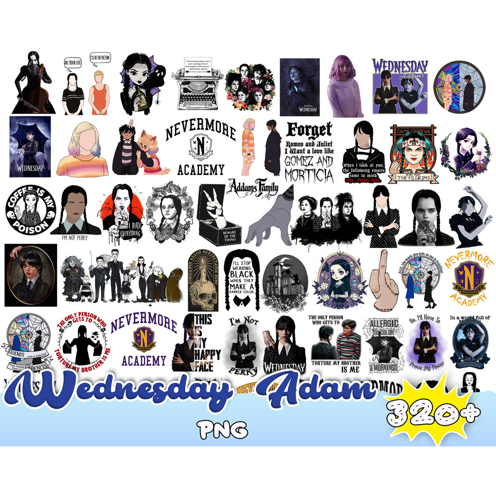 300 Wednesday Addams Svg, Jenna Ortega, Addams Family svg, png, ai, jpeg, pdf digital download Cricut cut cutting clipart.jpg