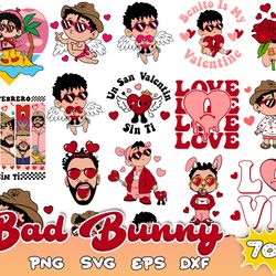 70 valentine bad bunny svg png, valentines day svg, bad bunny svg, heart svg,svg files for cricut, instant download